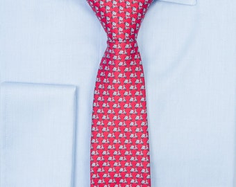 HERMES 6267 EA レッド「馬」100%シルクネクタイ 新品箱入り タグ付き