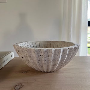 Circular Travertine Fluted Curved Bowl