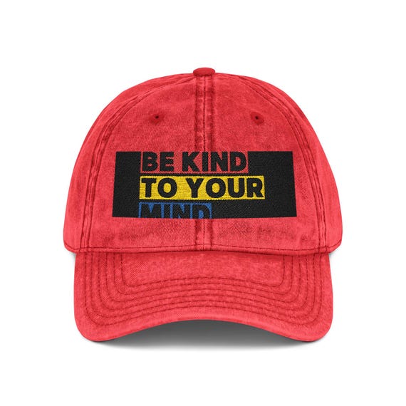 Vintage Embroidered Cap with Positive Message