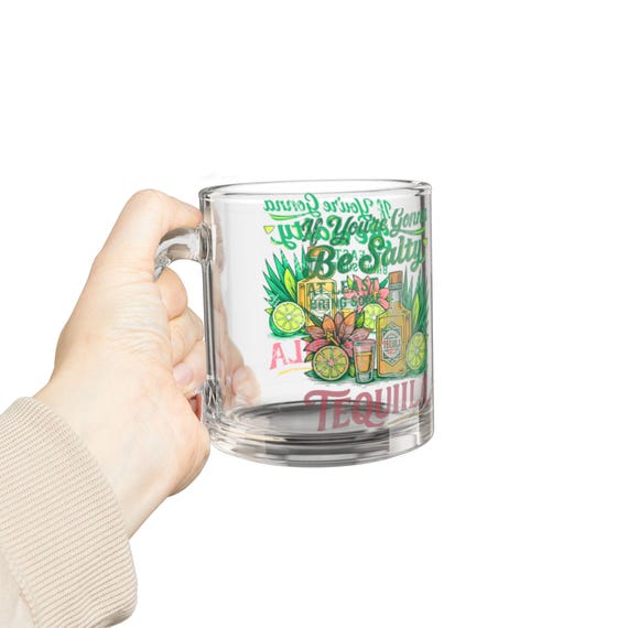 Tequila Glass Mug with Fun Tropical Design, Perfect for Summer Parties, Gift for Tequila Lovers, Celebration Mug, Housewarming Gift