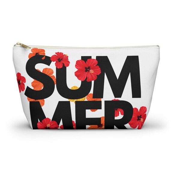 Floral Accessory Pouch, Travel Makeup Bag, Cute Organizer, Gift for Her, Tropical Design, Summer Essentials