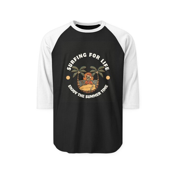 Unisex Surfing Raglan Shirt - Summer Vibes Tee, Beachwear, Gift for Surfers, Casual Fashion, Summer Outfit