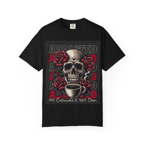Gothic Skull Coffee Unisex T-Shirt, Vintage Graphic Tee, Edgy Fashion Top, Gifts for Coffee Lovers, Unique Casual Wear