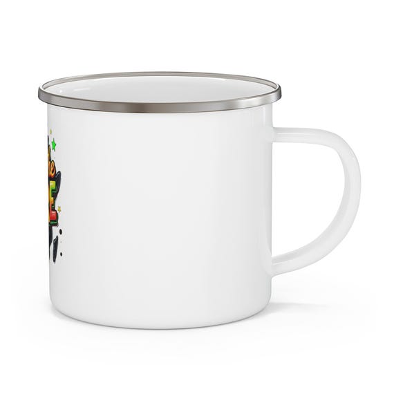 Personalized Enamel Camping Mug, Floral Travel Cup, Outdoor Adventure Gift, Vintage Camping Mug, Perfect for Coffee Lovers