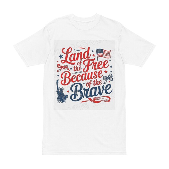 Patriotic Men's Heavyweight Tee - Land of the Free Because of the Brave | 4th of July Shirt, Veteran's Day Gift, USA Pride Top, [...]