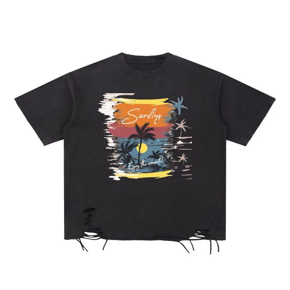 Snow Washed Raw-Hem T-Shirt