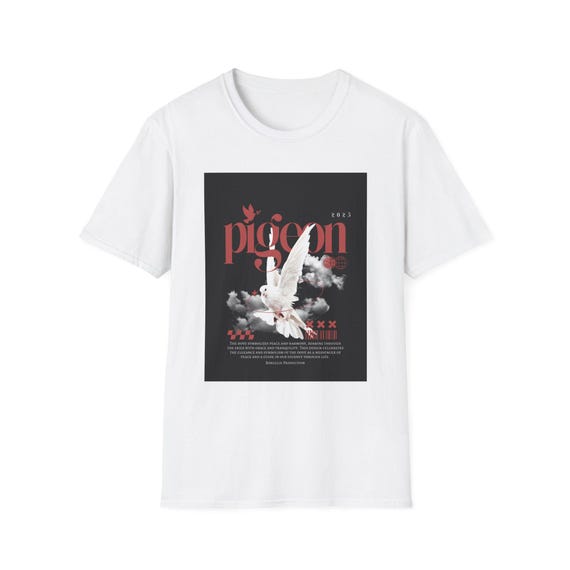 Pigeon Graphic T-Shirt - Unisex Softstyle Tee, Bird Lover Gift, Casual Wear, Streetwear, Nature Top