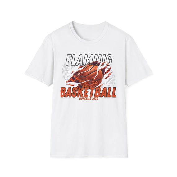 Flaming Basketball Unisex Softstyle T-Shirt, Gift for Sports Enthusiasts, Basketball Fan Apparel, Casual Wear, Birthday Gift