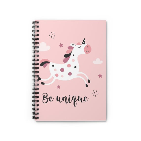 Unicorn Themed Spiral Notebook - 'Be Unique' | Cute Back to School Supply, Gifts for Kids, Journal, Sketchbook, Stationery