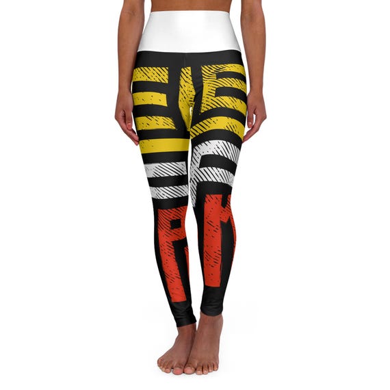 Bold Graphic High Waisted Yoga Leggings, Workout Leggings, Fitness Apparel, Activewear, Gym Fashion, Athleisure