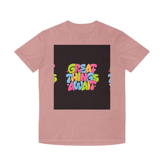 Unisex Faded Shirt with 'Great Things Await' Design - Comfortable Casual Wear, Gift for Friends, Positive Vibes, Everyday Tee, [...]