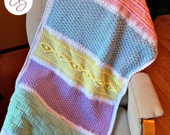 Pastel Color Block Blanket with Multiple Crochet Techniques - Handmade Crochet Afghan