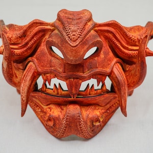 Wooden Style Samurai Mask, Hannya Mask, Oni Mask, Warrior  Mask, Japanese Art, Hand Painted