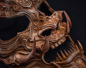 Hannya Mask, Bone Mask, Oni Mask, Traditional Noh Mask, Airsoft, Hand Made Art, Gift For Him, Warrior Mask