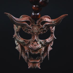 Onimaskerketting, bedelketting, Hannya-ketting, Japanse kunst, gotische sieraden, hangerkettingen