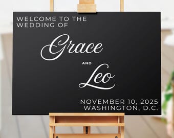 Minimalist Wedding Welcome Sign, Editable Welcome Sign Wedding, Wedding Signage, Welcome Wedding Sign Champagne Large Wedding Entry Sign