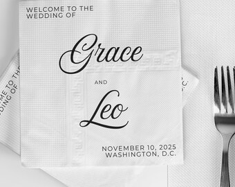 Wedding Cocktail Napkin Card, Minimalist Thank You Wedding Napkin Note, Printable Wedding Thank You, Place Setting, Editable Canva Template