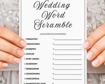 Wedding Guest Game Template, Word Scramble Place Card, DIY Print Multiple Sizes, Fun Wedding Game Editable Template