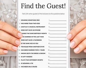 Wedding Guest Game Template: Find the Guest Place Card (DIY Printable, Multiple Sizes)