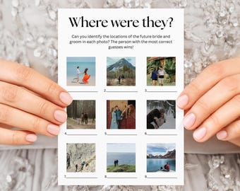 Where Were They Game, Bridal Shower Games, Engagement Party Games, Couples Shower Games, Wedding Shower Games, Printable Game Template
