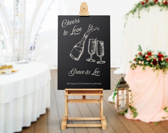 Minimalist Wedding Welcome Sign: Champagne Decor (PDF & JPEG Files)