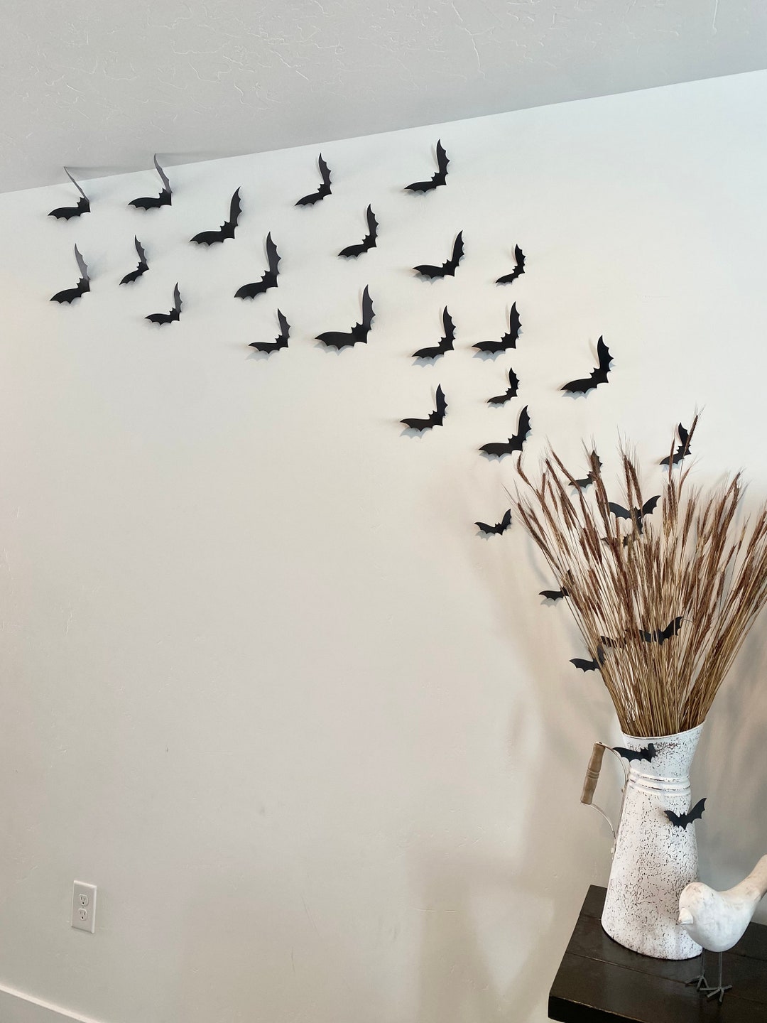 Bat Halloween Wall Decor 40 Pieces, Cardstock Bats, Black Bat Wall