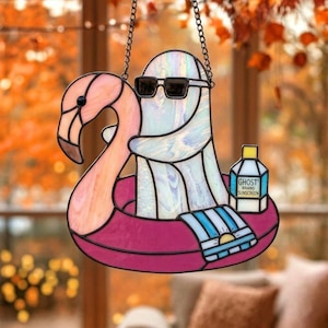 Ghost with Sunglasses Filingo Bagel Stained Glass Template Funny Pattern
