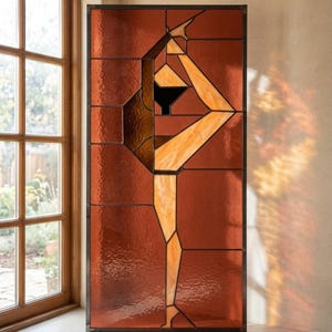 Art Deco Ballerina Glasmalerei Sonnenfänger, Terrakotta Tänzerin Panel (PDF-Muster)
