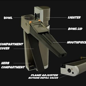 Portable Pipe Lighter Creative Foldable Metal Lighter Pipe Combination Black image 2