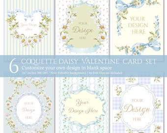 Coquette Daisy Card Templates, Watercolor Floral Invitation (Digital Download)
