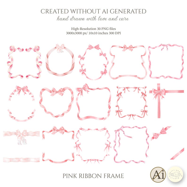 Pink Ribbon Frame R Watercolor Pink Ribbon Bow Clipart, Wedding Decor (PNG File) - Etsy