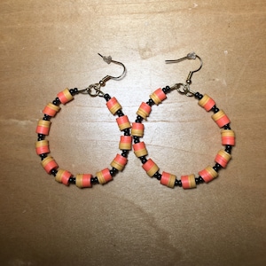 Clay/seed bead hoop dangle earrings| any occasion earring