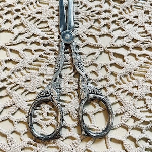 Tesoura ornamentada banhada a prata Jensen Denmark