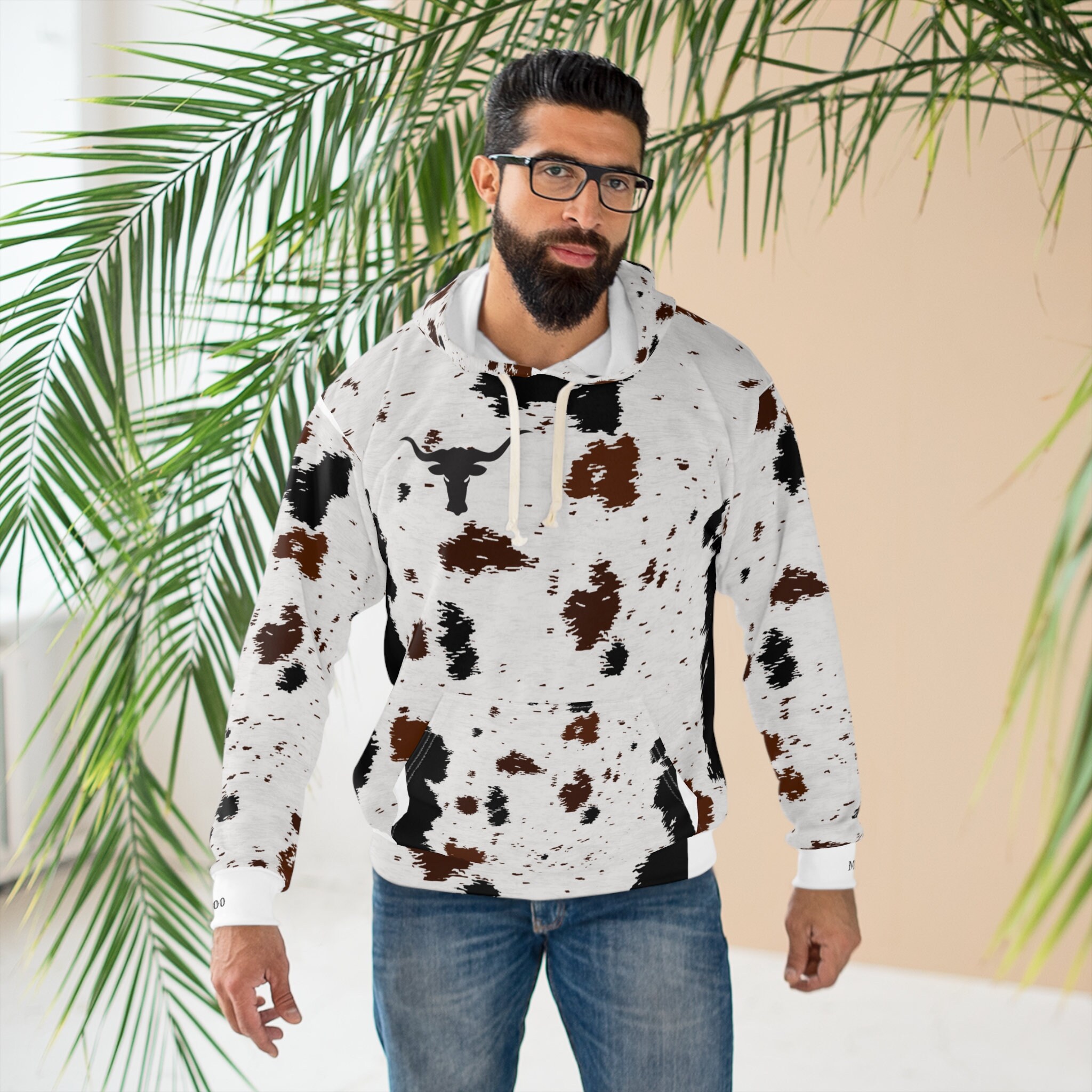 Moo Cow Print Pullover Hoodie AOP Etsy