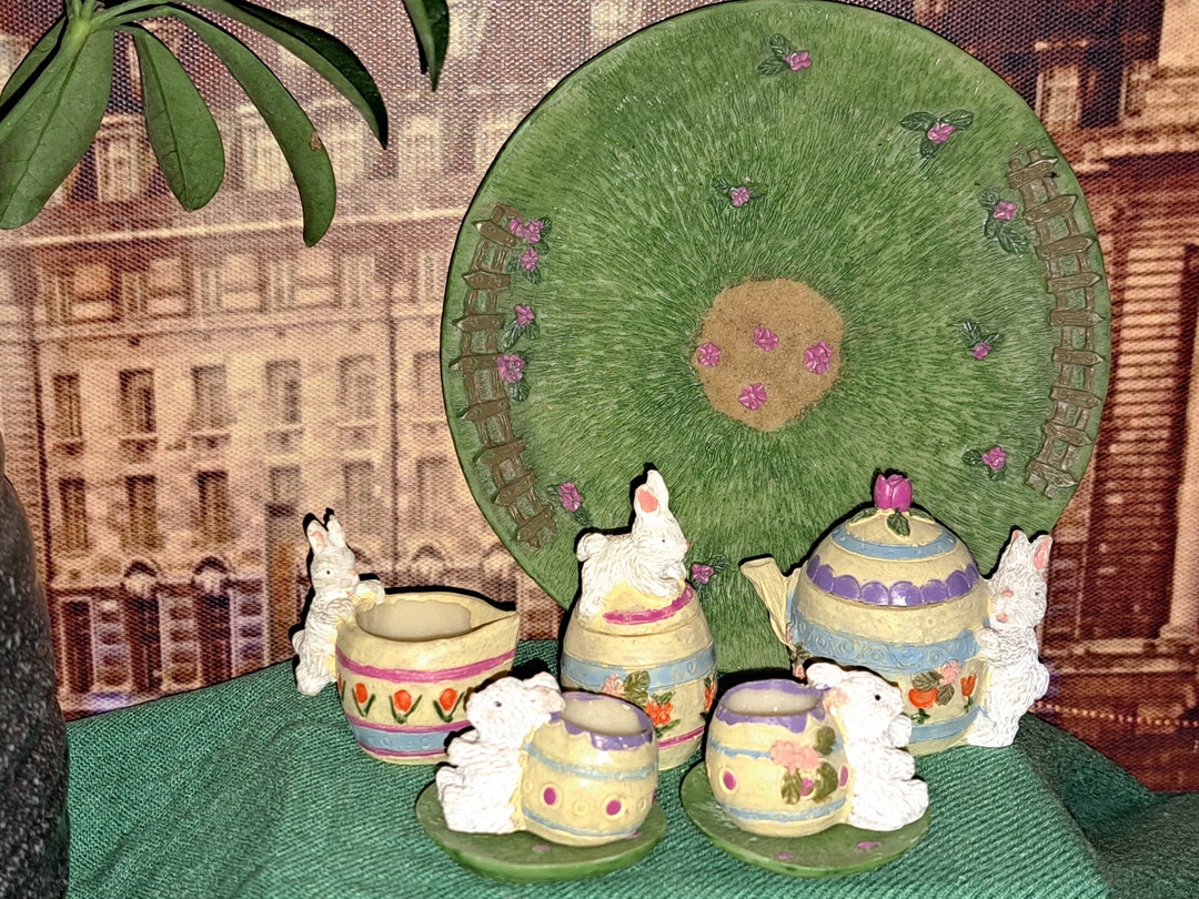 Easter Bunny Miniature Tea Set - Etsy