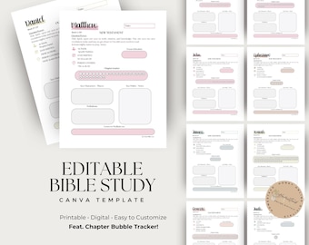 Bewerkbare bijbelstudiesjabloon | Chapter Bubble Tracker (canva, afdrukbaar)