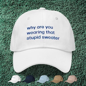 Why Are You Wearing That Stupid Sweater Embroidered Dad Cap | Severance-Inspired Hat | Severance Quote | Severance Gifts | Severance Merch