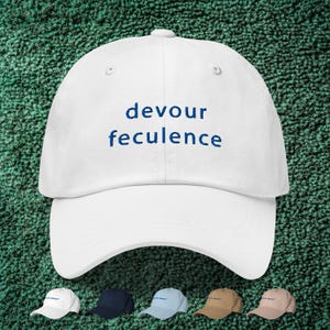 Devour Feculence bestickte Dad Cap | Ablösungs inspirierter Hut | Abfertigung Geschenke | Abbruch Merch | Trennung Zitat | Lumon Dad Cap