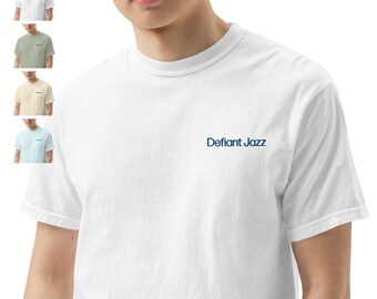 Defiant Jazz Unisex Heavyweight T-Shirt | Embroidered Shirt | Severance-Inspired Shirt | Defiant Jazz T-Shirt | Gift for Him | Gift for Her