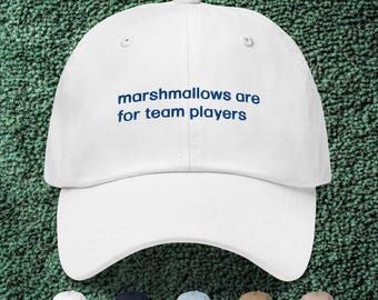 Marshmallows Are For Team Players Dad Cap | Severance-Inspired Embroidered Hat | Severance Quote Hat | Severance Gifts | Severance Merch