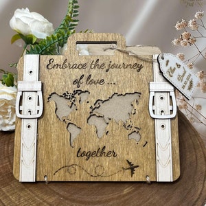 Carte de mariage, gravure en bois personnalisée, anniversaire, M. et Mme, nouvelle famille, personnalisation unique, carte-cadeau argent valise, couple amoureux