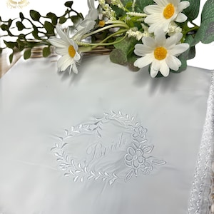 Embroidered Lace Wedding Handkerchief, Wedding Hankies, Personalised Embroidery Hanky for Bride Groom, Wedding Day Gift, Custom Handkerchief