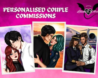 Commissione di coppia personalizzata, arte OC, ritratto, arte personalizzata, D&D, ritratti di personaggi, fan art, Baldur's Gate 3, NSFW, anime