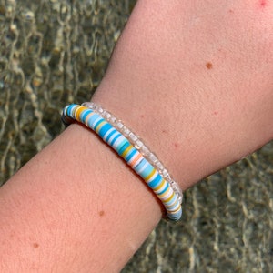 Blue and Orange Preppy Clay Bead Bracelet Set