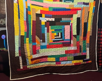 Handcrafted Cotton Quilt, Handsewn Tapestry, 74x74 in