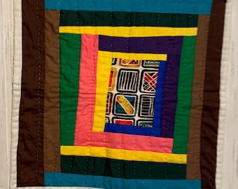 Handcrafted Cotton Wall Quilt, Handsewn Tapestry (17x17)