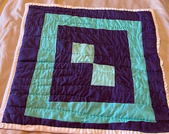 Handsewn Cotton Wall Quilt, Abstract Tapestry (19x20 inches)