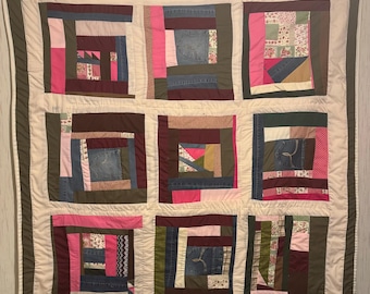 Handcrafted Cotton Quilt, Gee's Bend Style Tapestry, Wall Hanger (59x56)