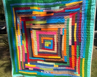 Handcrafted Cotton Quilt, Gee's Bend Style Tapestry (70x70) Quilter Boykin Alabama Housetop