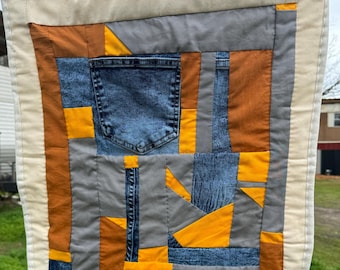 Handcrafted Cotton Quilt Wall Hanger, Handsewn Tapestry (22x20) Gee’s Bend Quilting